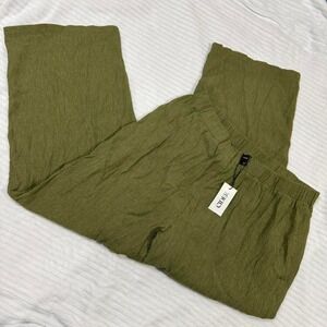 NWT Cider Olive Green Crinkle Wide Leg Pants Plus Size 2XL